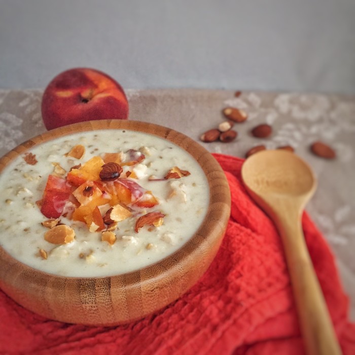 Peach and Almond Overnight Oats is a perfect breakfast to prepare the night before for a busy day. Packed with protein and fiber, this will keep you full all the way to lunch!